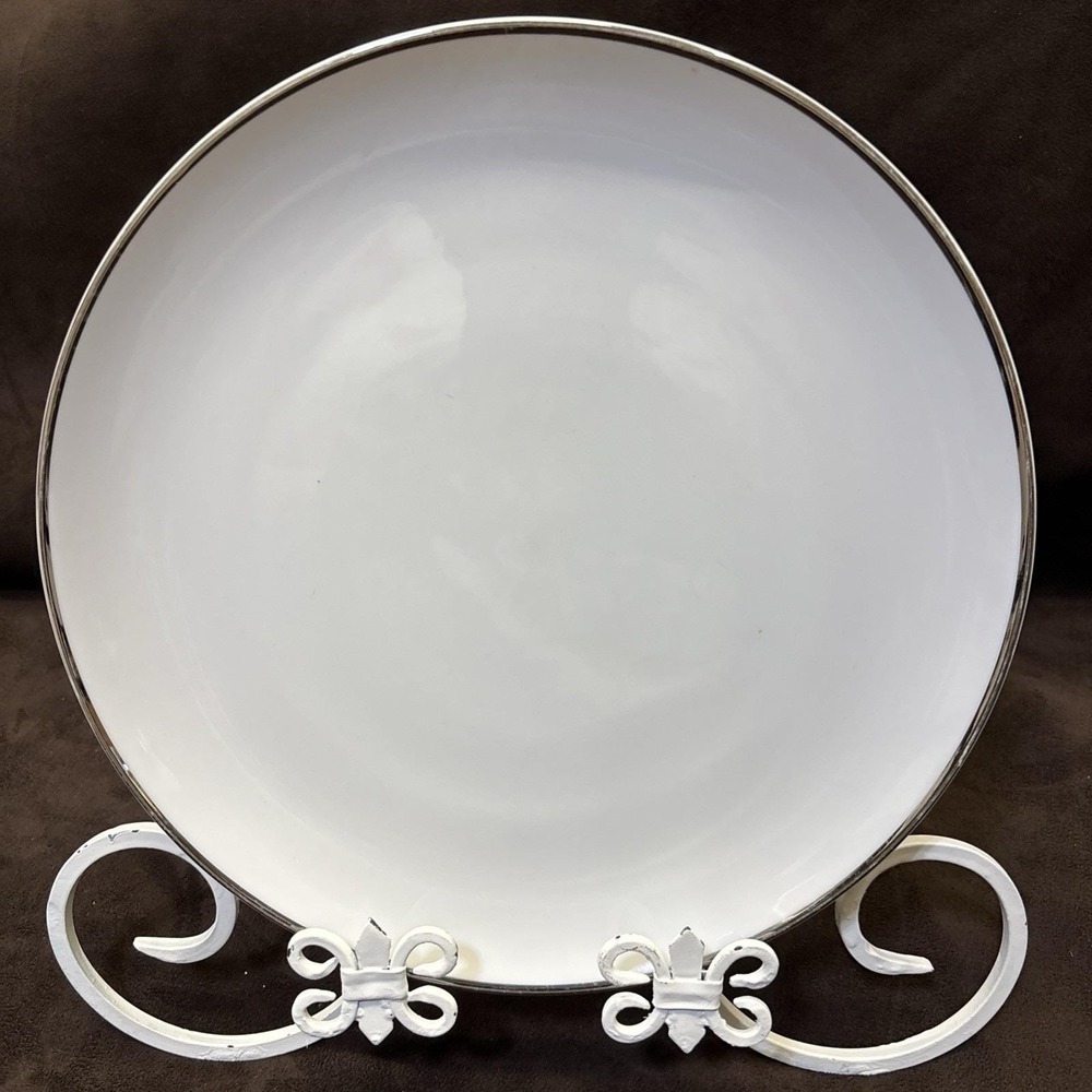 harmony house Moderne 3545 fine china Japan Dinner Plate White Platinum Rim